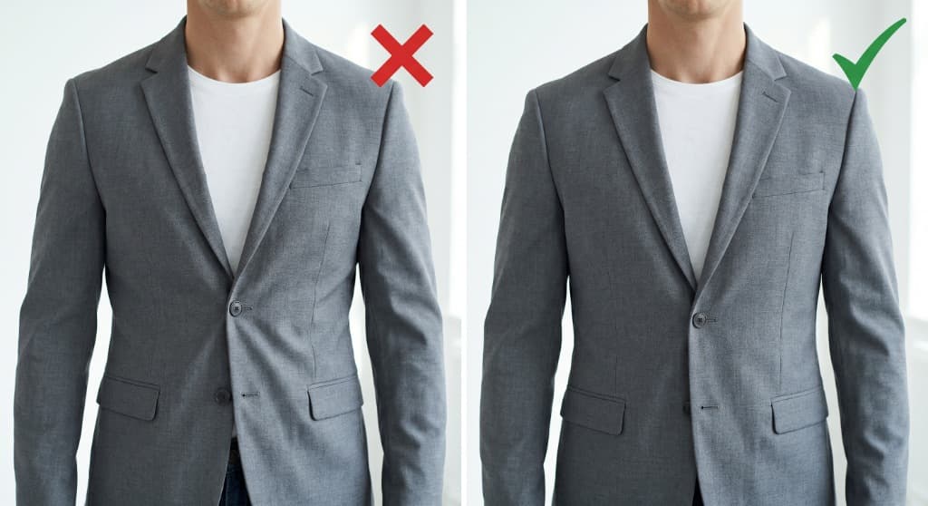 Das X-Falten-Phänomen beim Sakko (Links Falsch, Rechts Richtig)