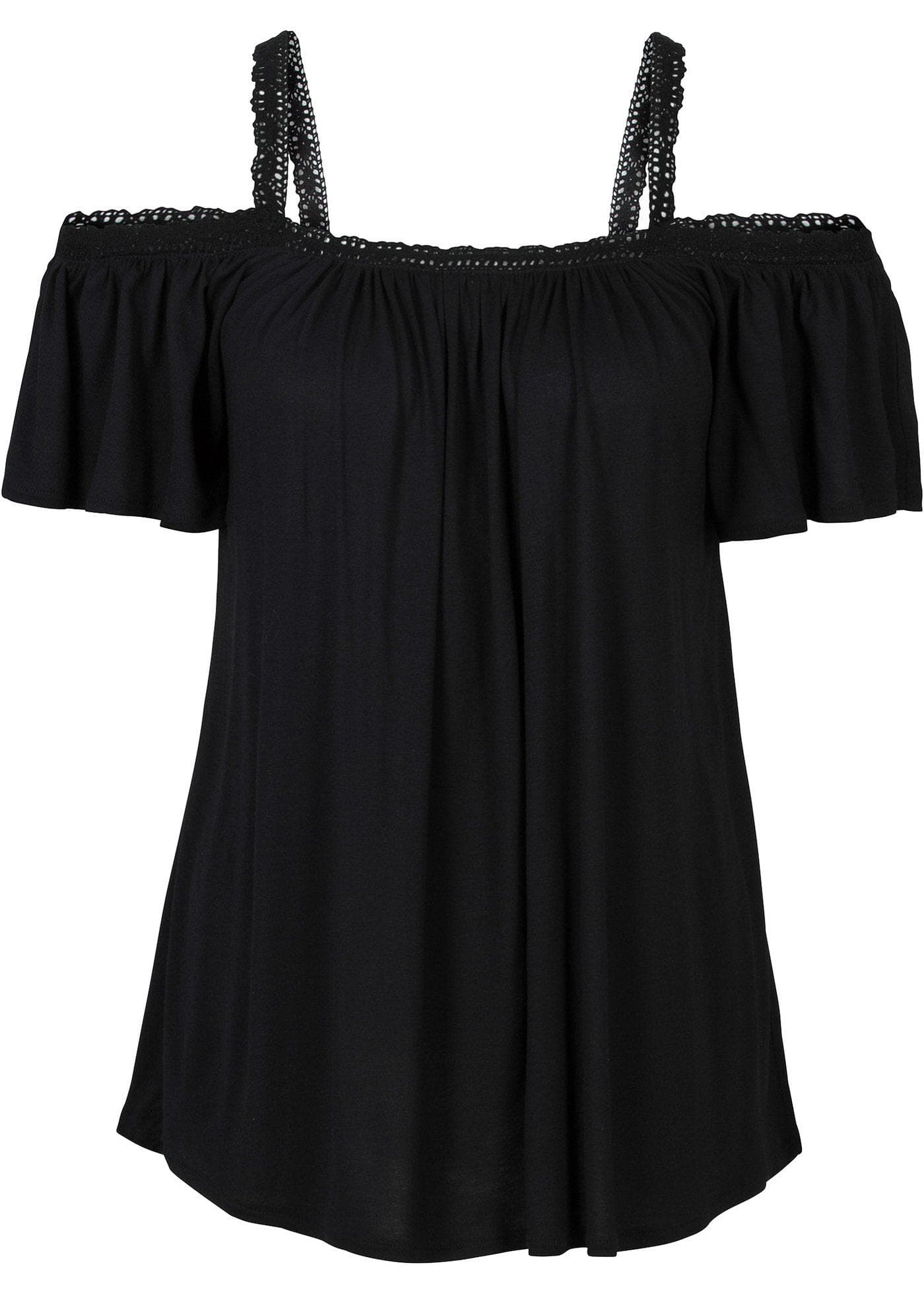Cold Shoulder Shirt mit Spitzenborte – Bild 1 von 5