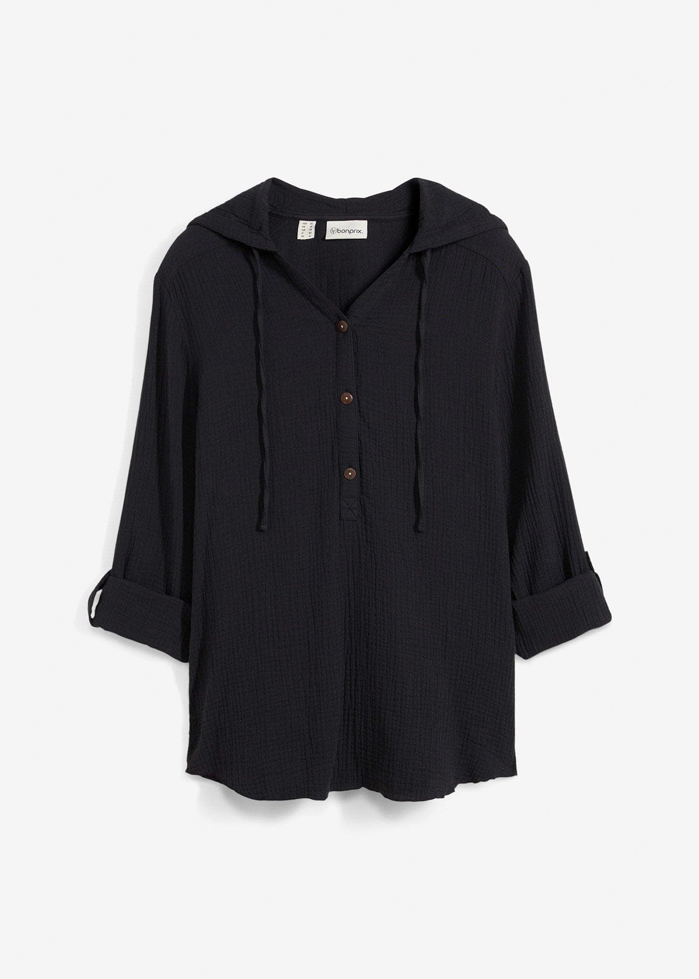 Musselin Bluse mit Kapuze – Bild 1 von 5