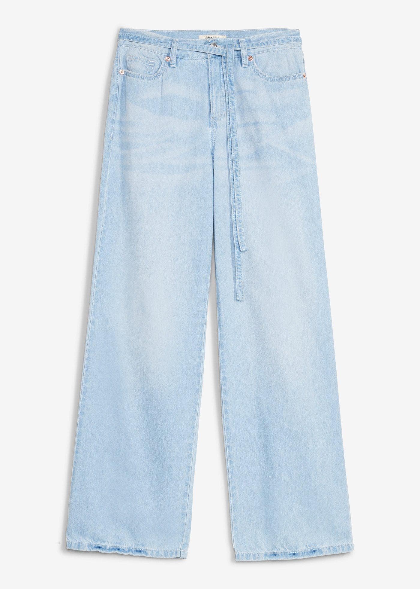 Wide Leg Jeans Mid Waist Guertel – Bild 1 von 5